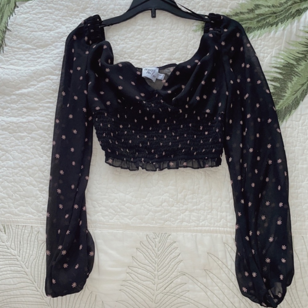 princess polly black and pink floral top